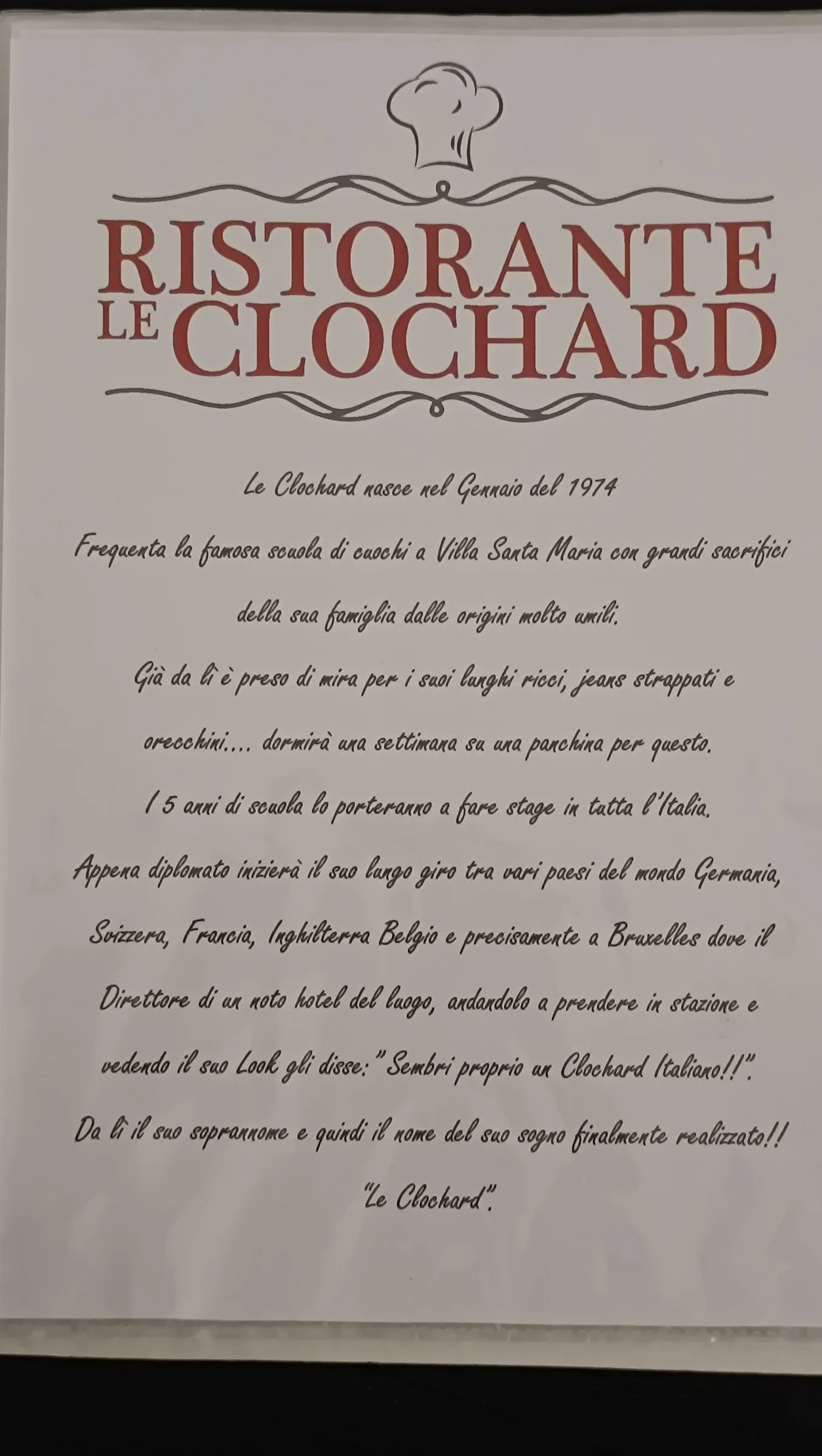 Menu Le Clochard, pagina 1